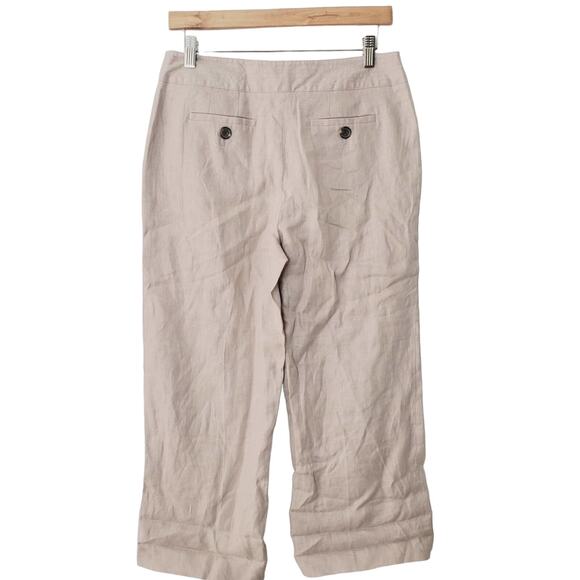 Philosophy by Republic Light Tan Linen Cropped Pants Size 4 - Picture 6 of 9